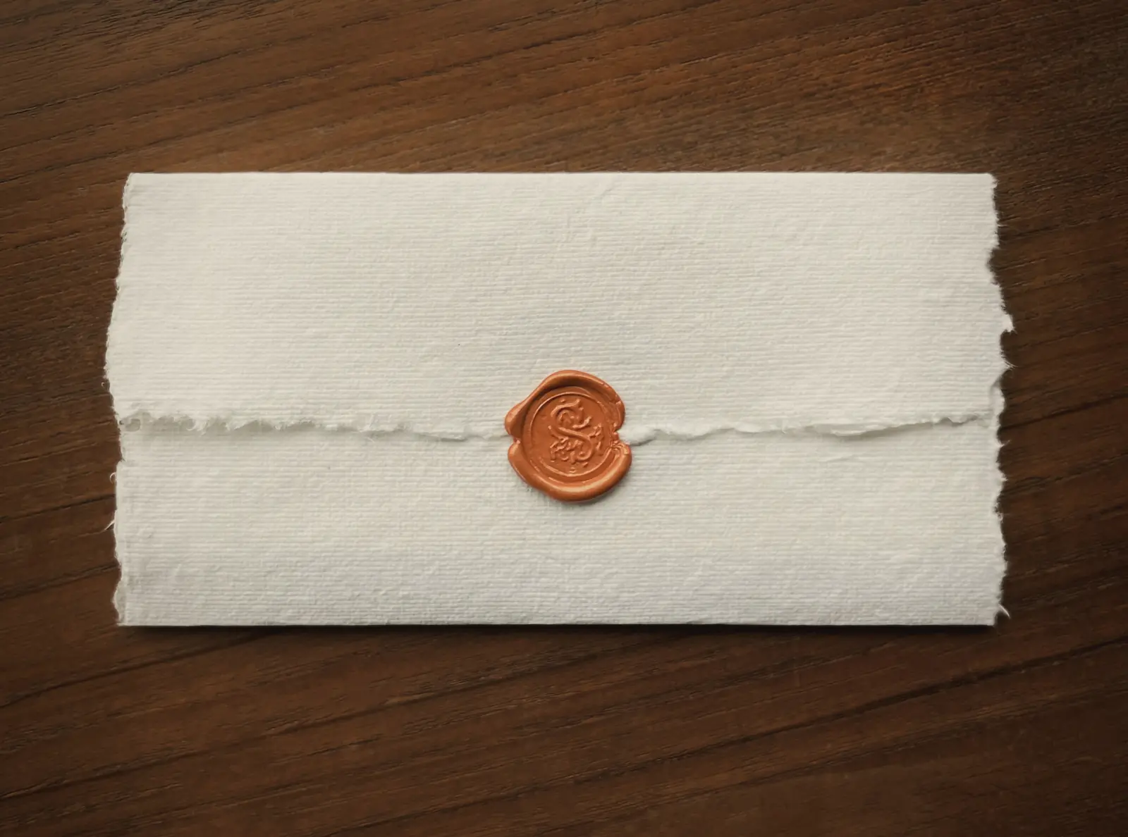 Pli de papier fait main scellé d'un cachet de cire